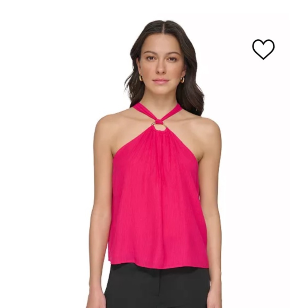 NWT New DKNY hot pink halter sleeveless blouse Sz XL